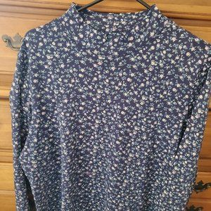 APPLESEED'S L/S FLORAL PRINT MOCK NECK TOP-EUC